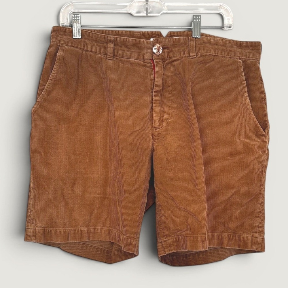 Boast USA Mens Corduroy Shorts Size 34 Brown Cotton Japanese Maple Leaf Logo